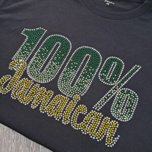 100% jamaican rhinestone tshirt