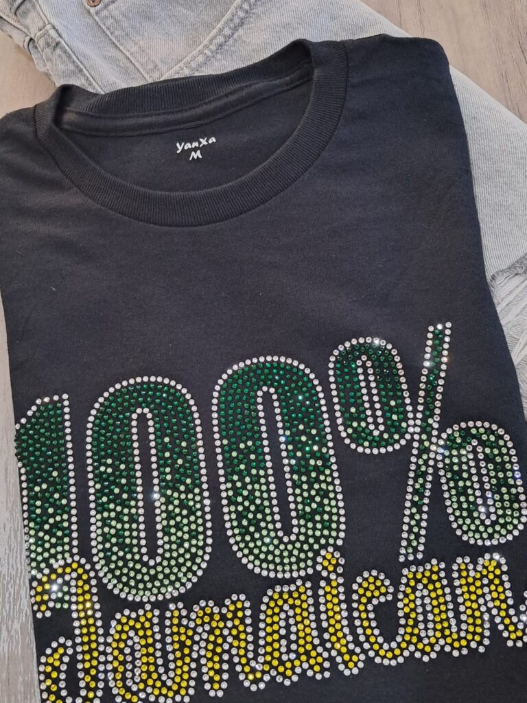 100% Jamaican Rhinestone Tshirt