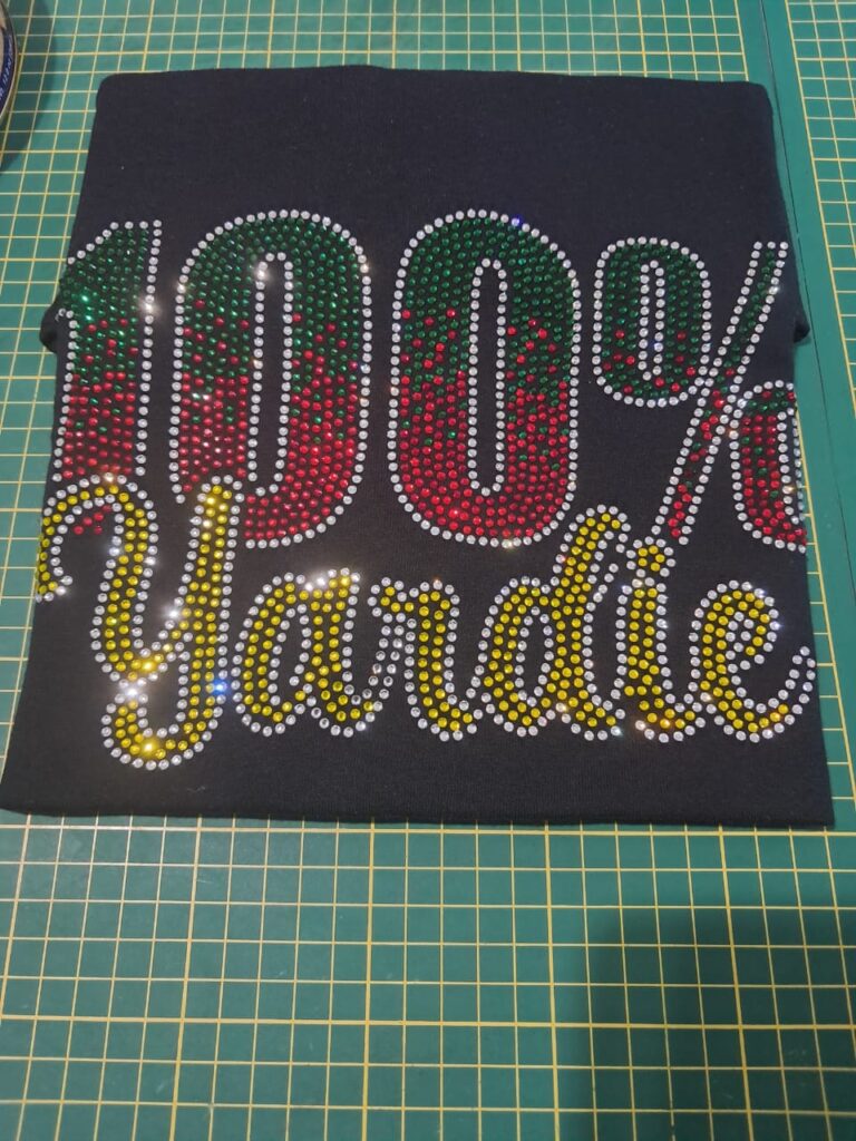 100% Yardie Rhinestone Tshirt