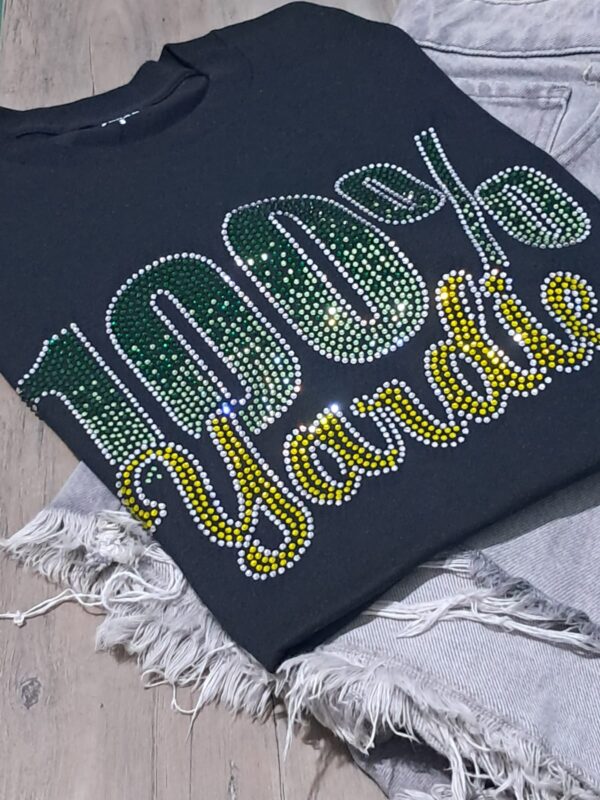 100% jamaican rhinestone tshirt