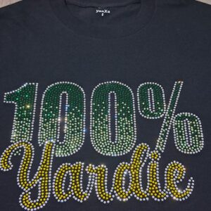 100% jamaican rhinestone tshirt