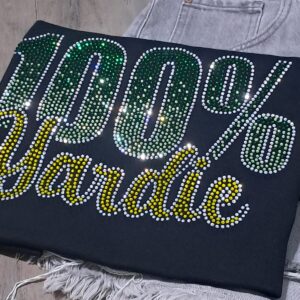 100% jamaican rhinestone tshirt