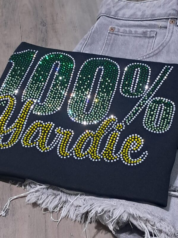 100% jamaican rhinestone tshirt
