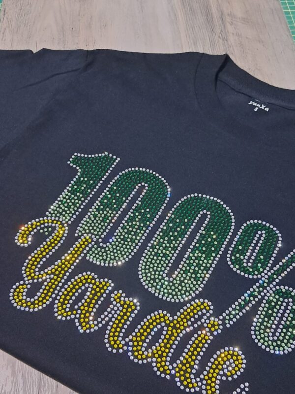 100% jamaican rhinestone tshirt